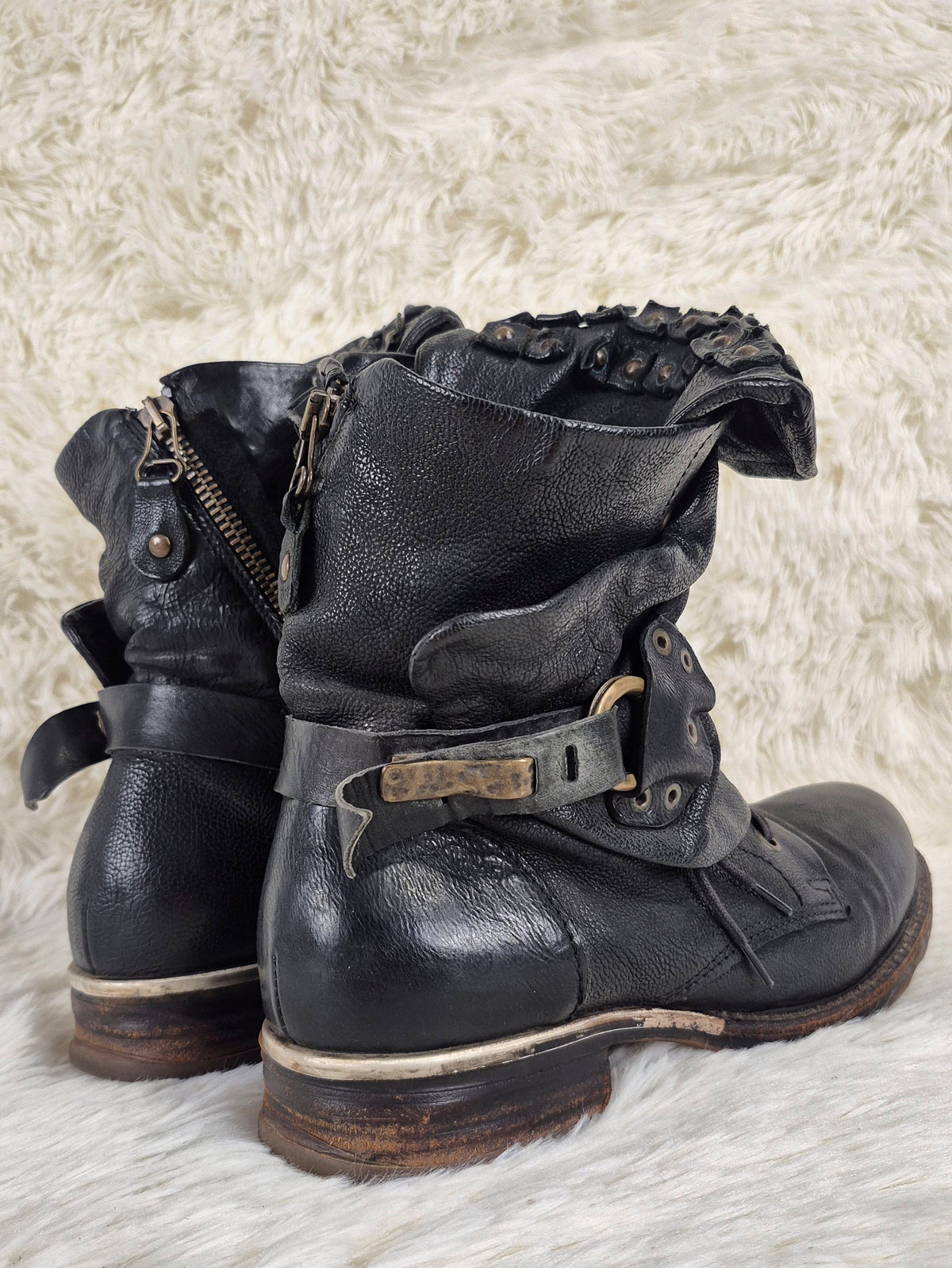 A.S.98 Studded Flap Leather Boots