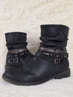 Double Python Belt Leather Boots