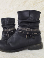 Double Python Belt Leather Boots