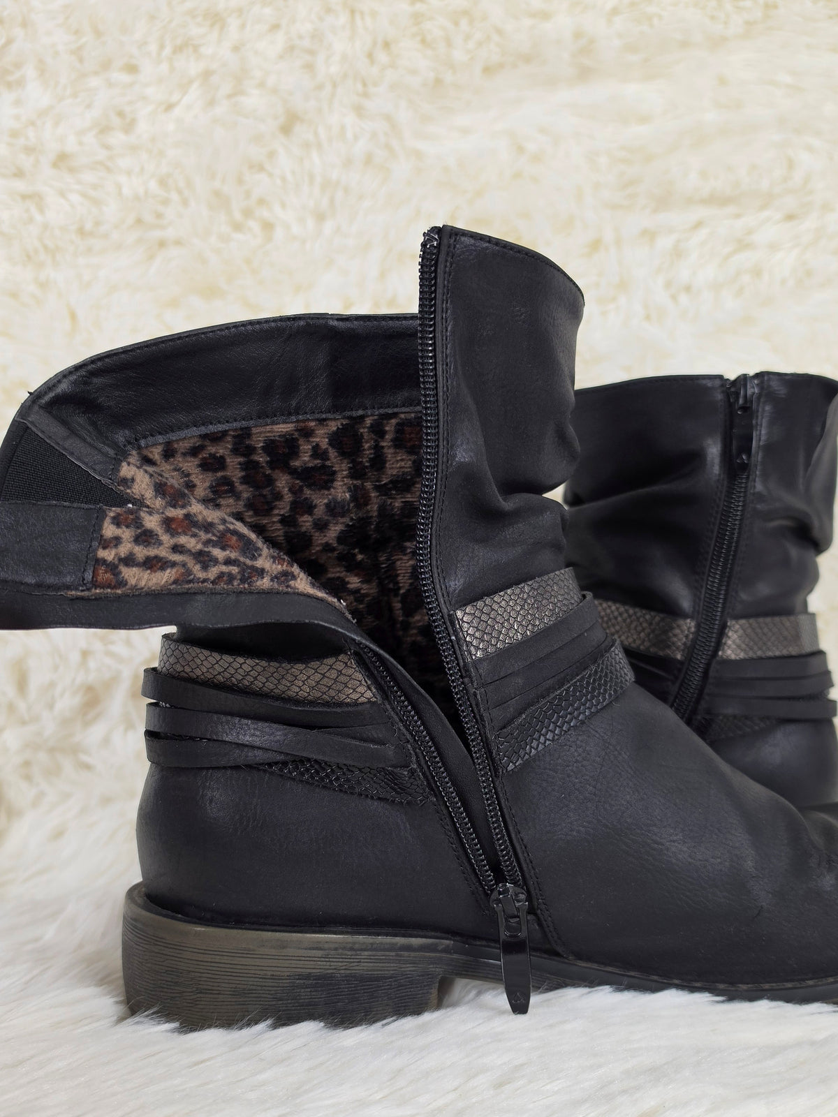 Double Python Belt Leather Boots