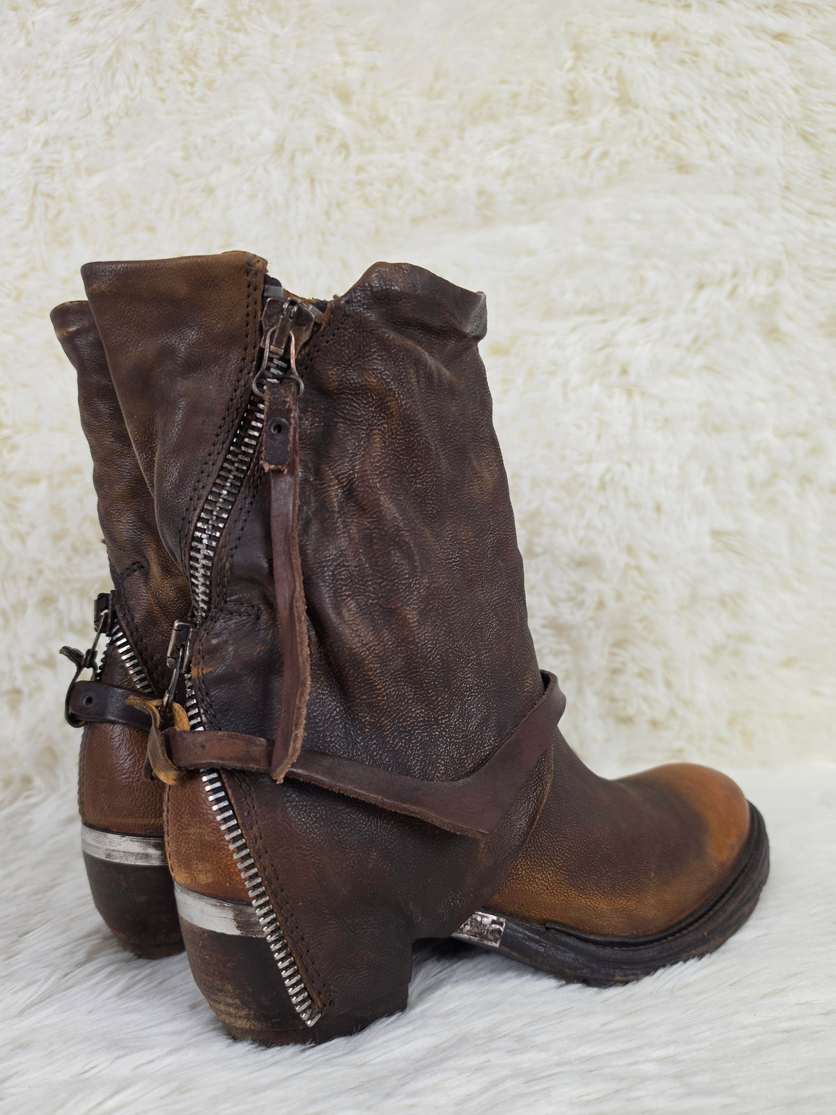 A.S.98 Triple Zip Leather Cowboy Boots