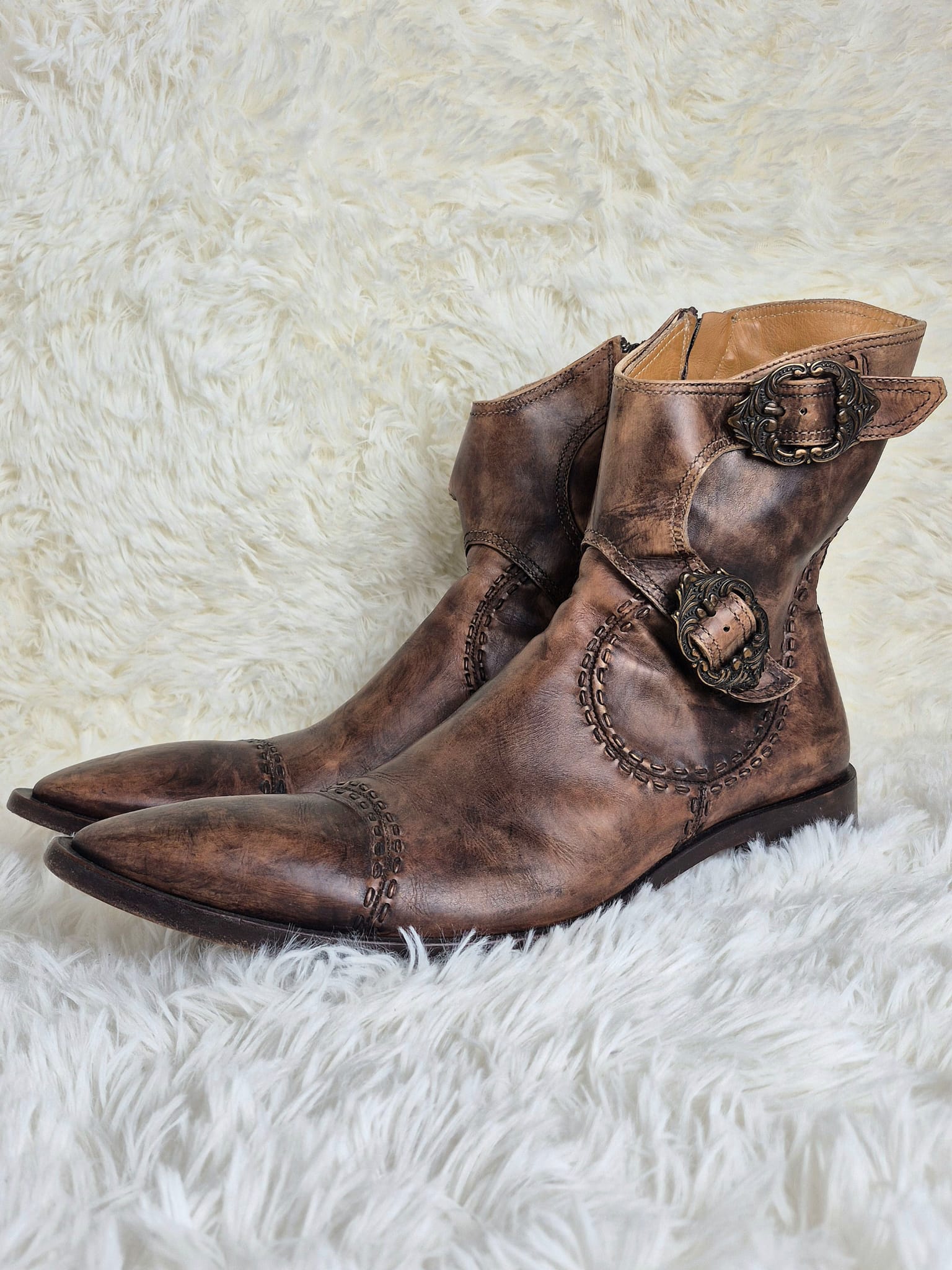 Damy Buckled Leather Boots