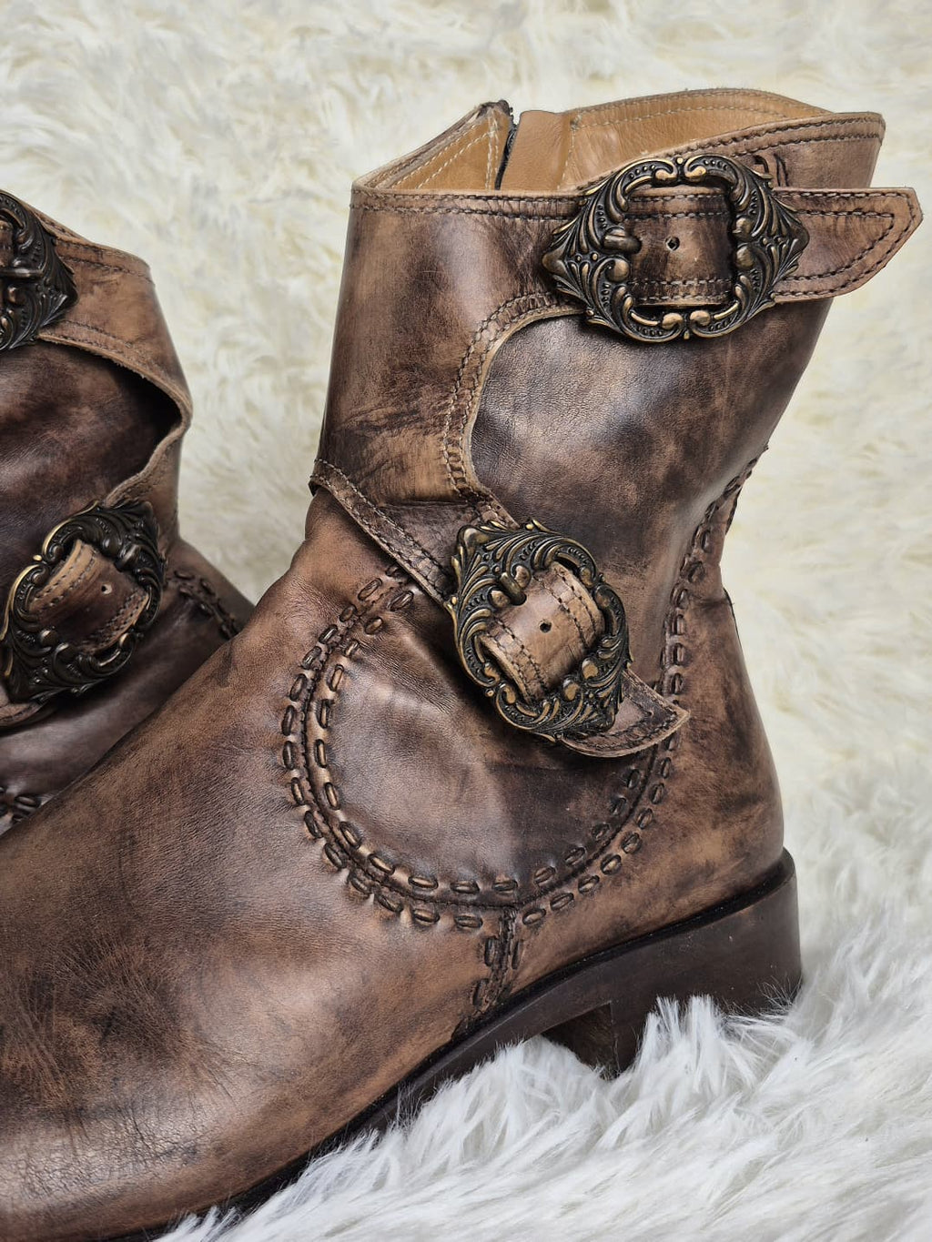 Damy Buckled Leather Boots