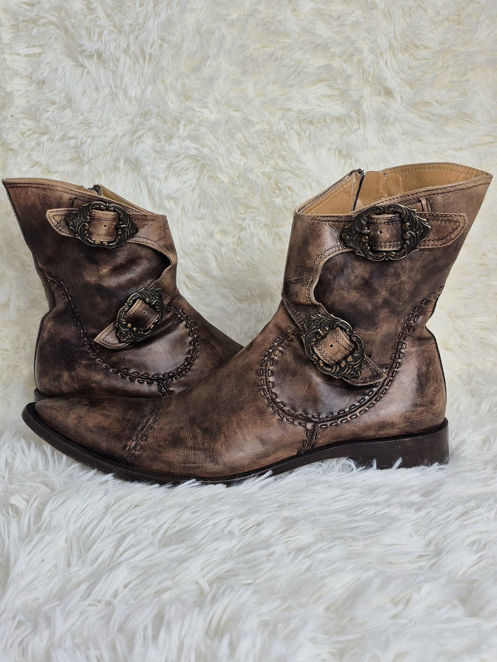 Damy Buckled Leather Boots