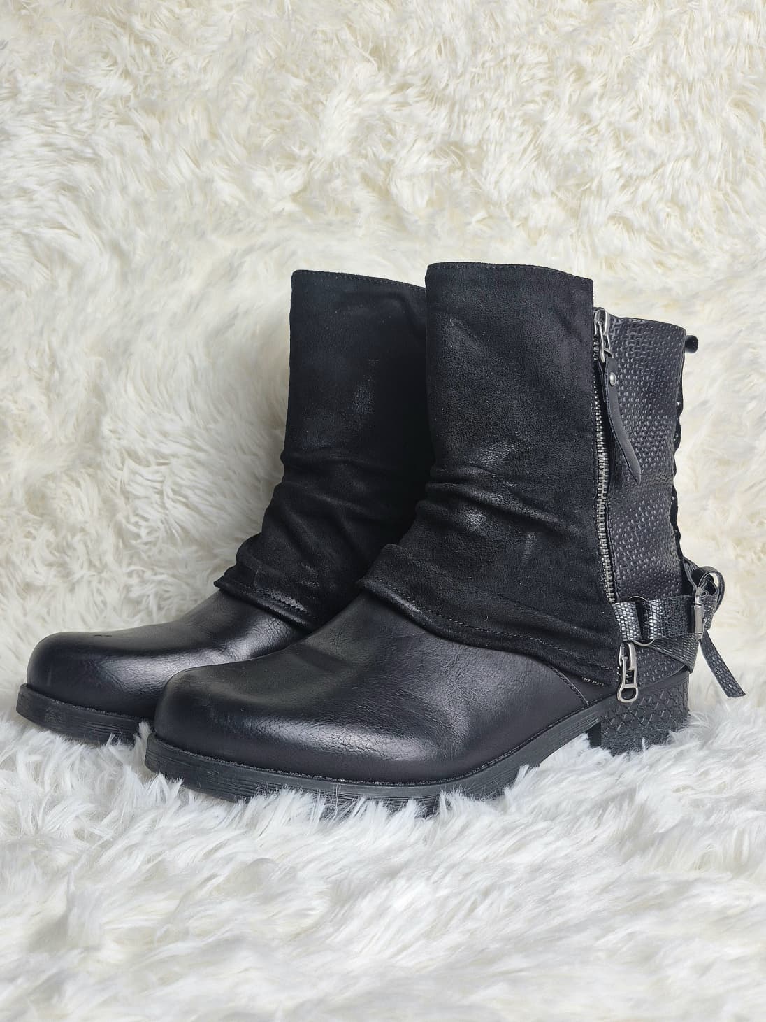 Italian Multi-Textured Leather Boots