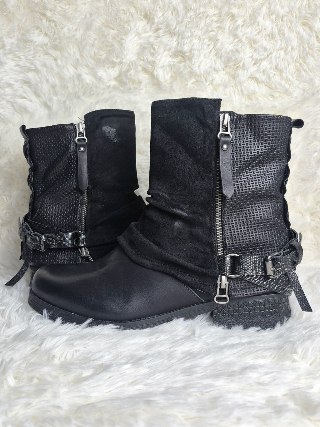 Italian Multi-Textured Leather Boots