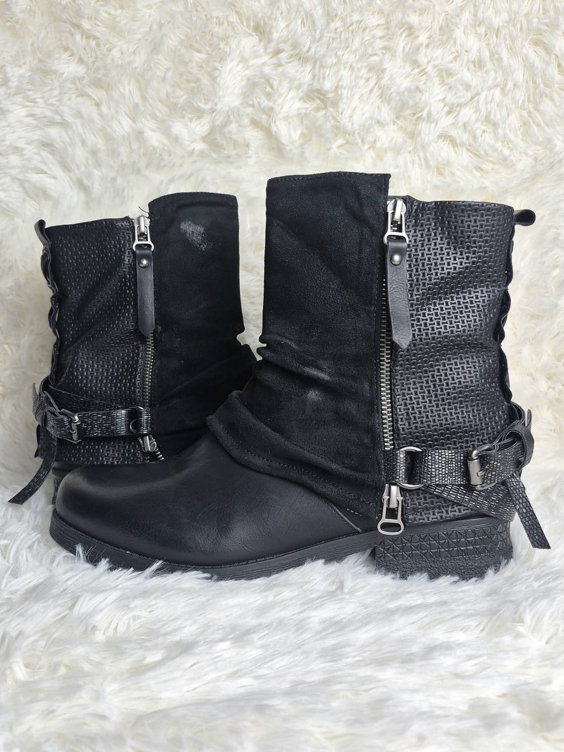 Italian Multi-Textured Leather Boots