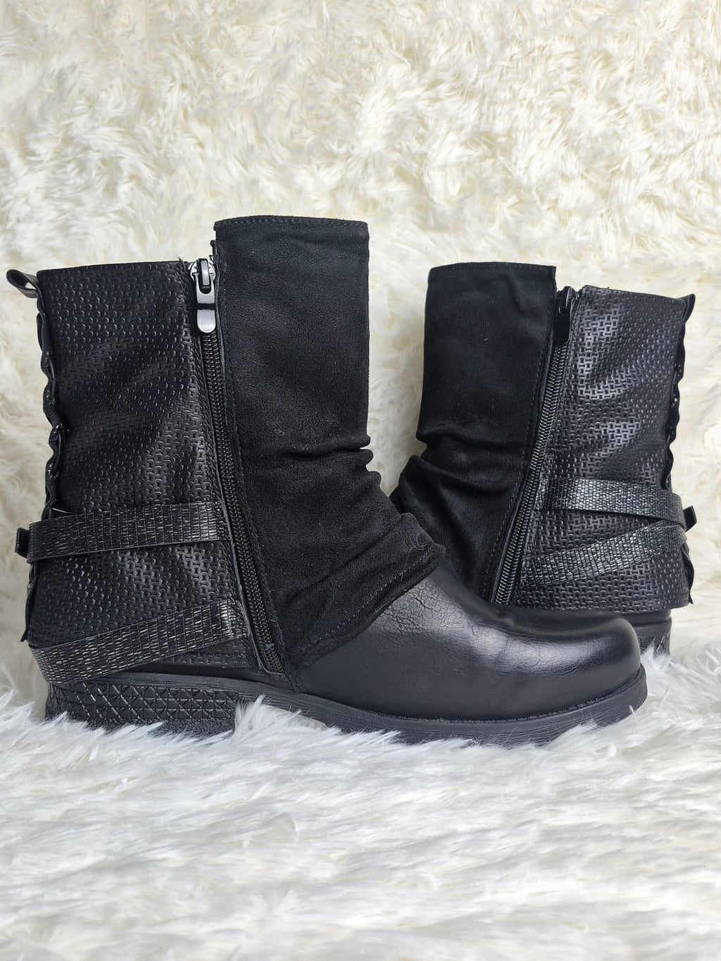 Italian Multi-Textured Leather Boots