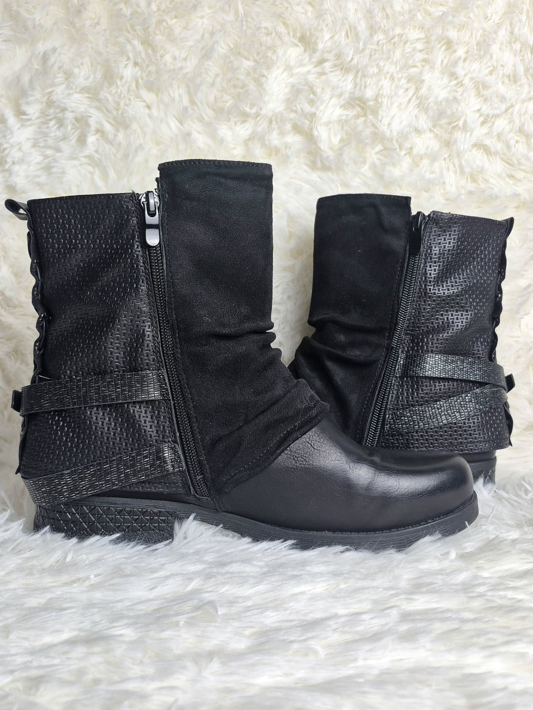 Italian Multi-Textured Leather Boots