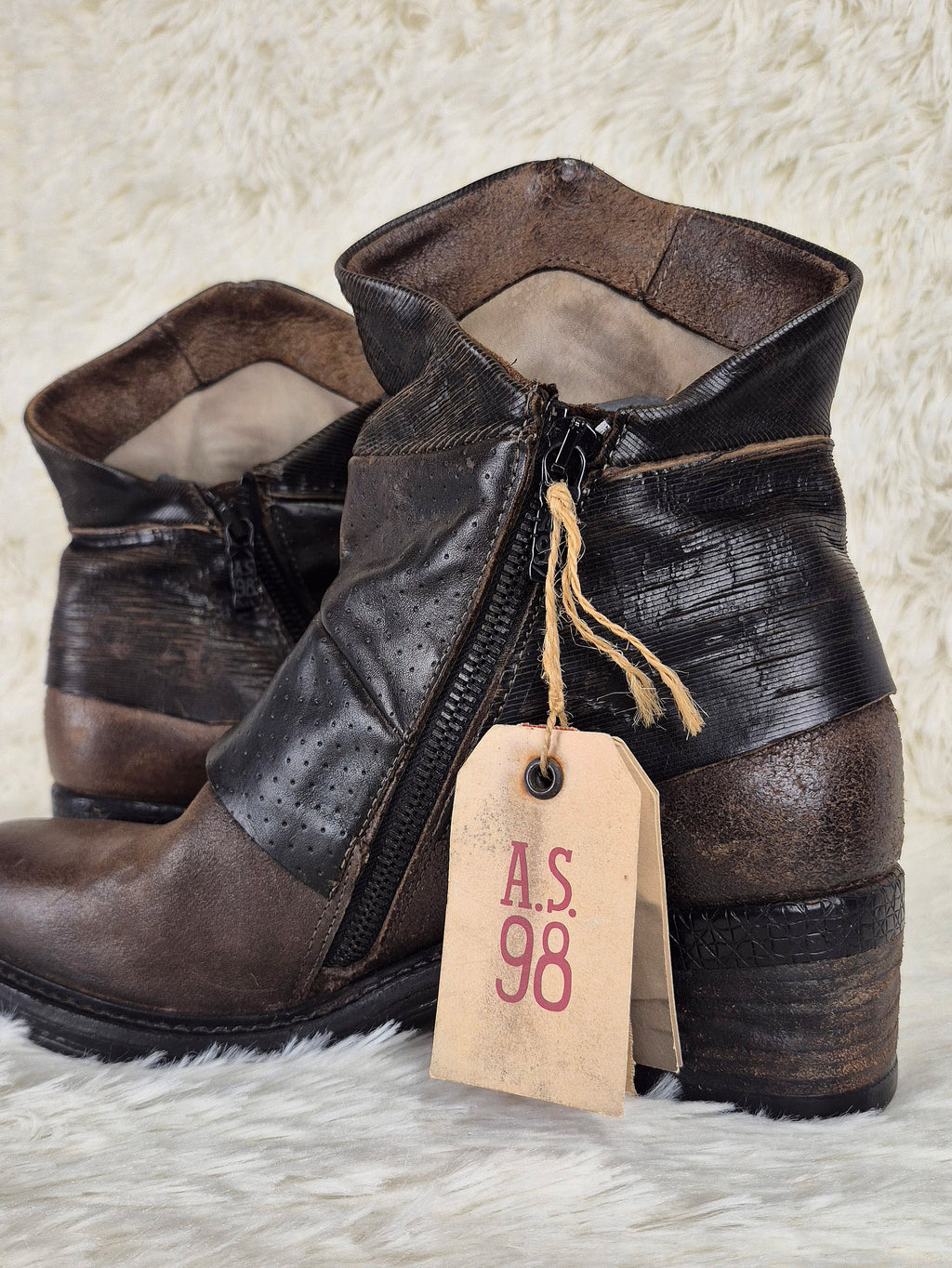 A.S.98 Earthy Leather-Wrapped Boots