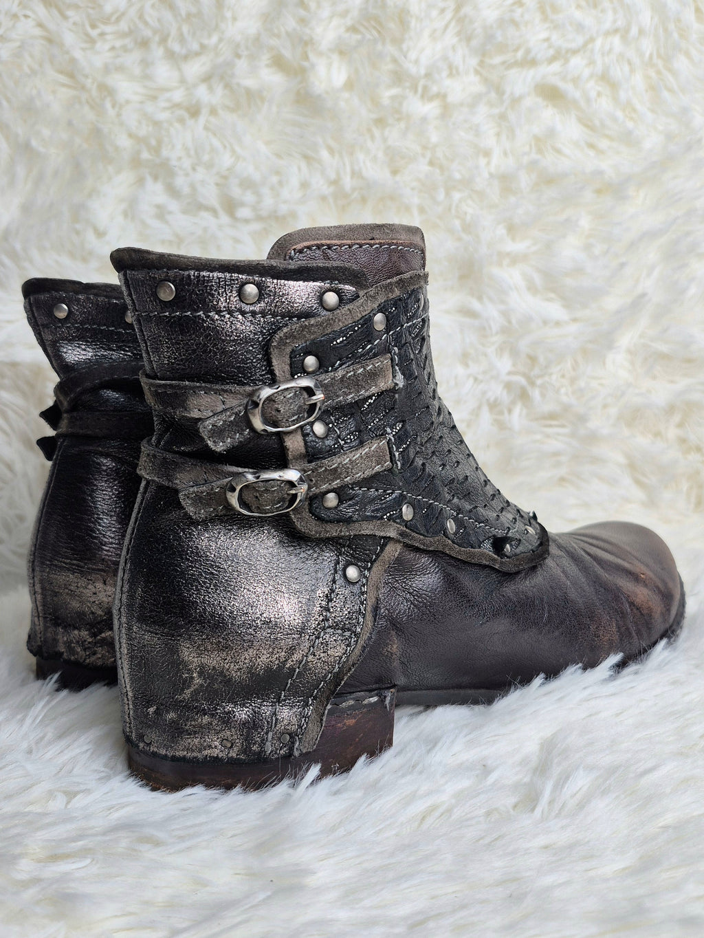 Italian Leather Patched Boots
