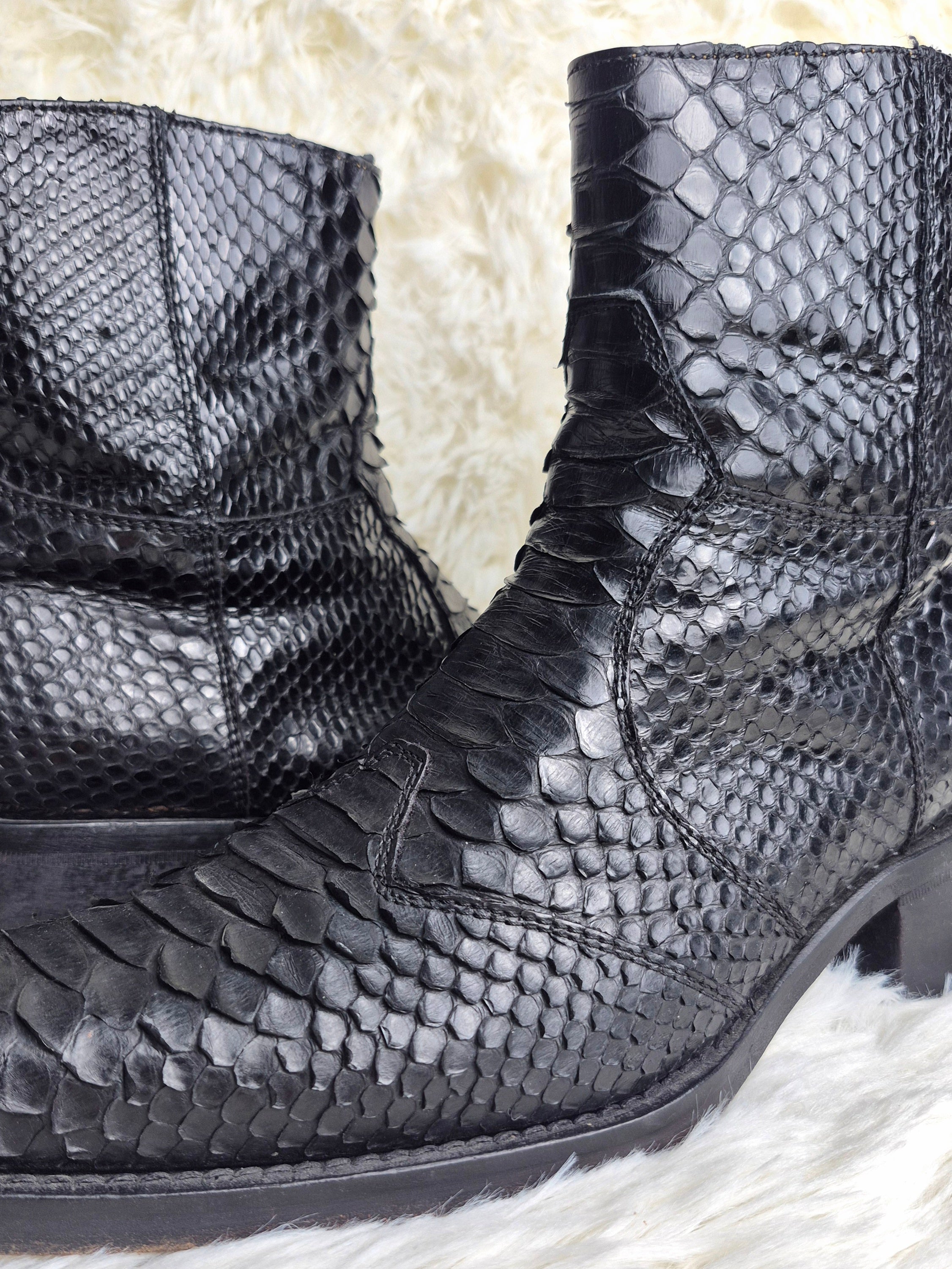 Italian Black Python Boots