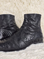 Black Python-Embossed Boots