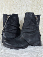 Italian Black Leather Flap Boots
