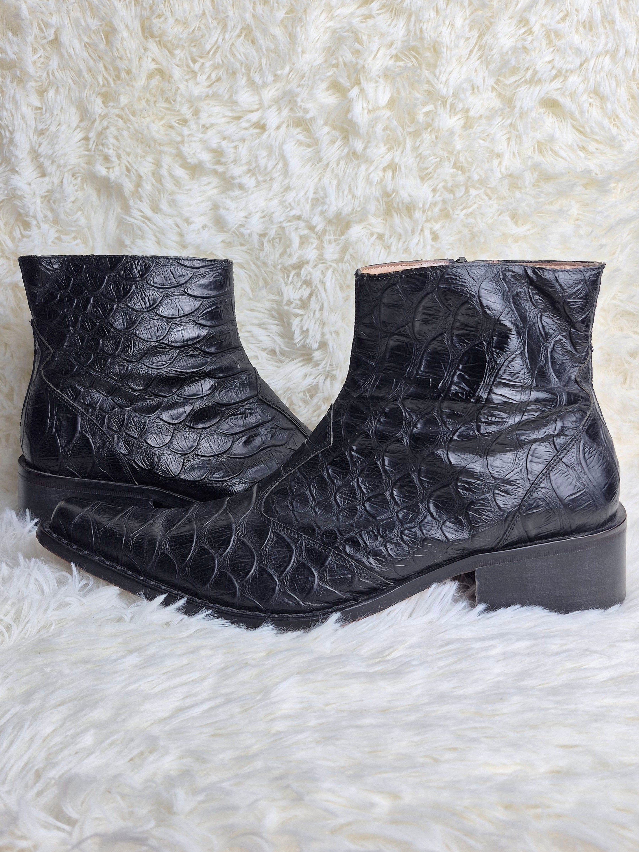 Italian Embossed Python Boots