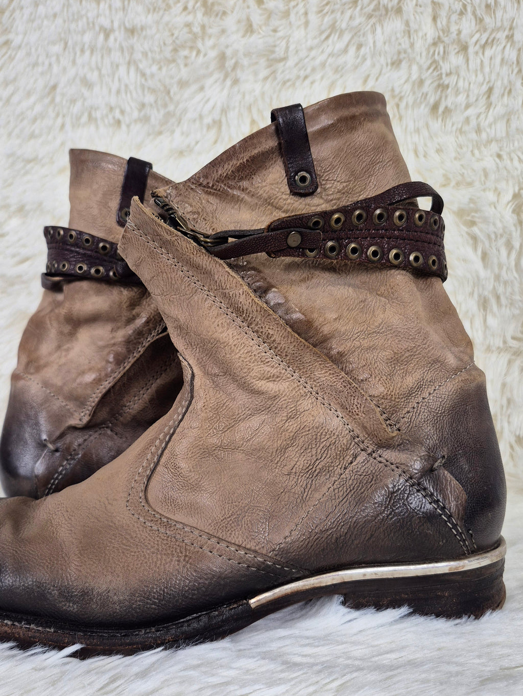A.S.98 Slouched Double Zipper Boots