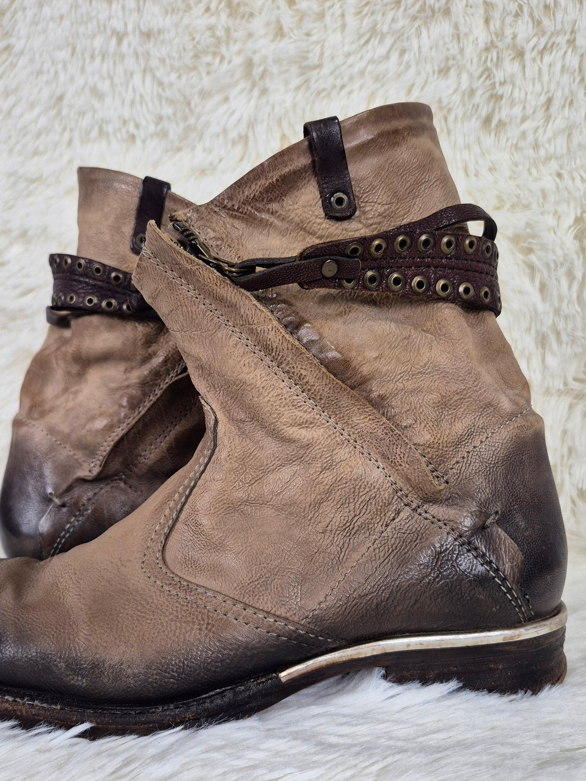 A.S.98 Slouched Double Zipper Boots