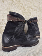 A.S.98 Slouched Double Zipper Leather Boots