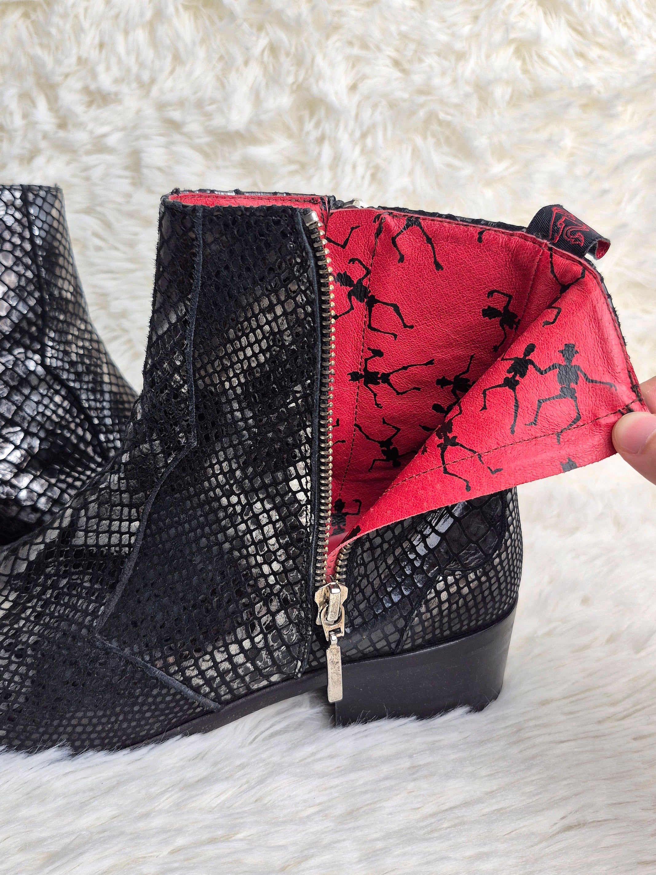 Jeffery West Silver Snakeskin Boots