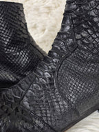 Black Python-Embossed Boots