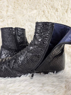Black Python-Embossed Boots