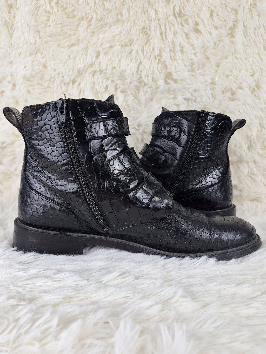Italian Black Croc Belt Boots