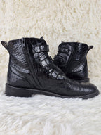Italian Black Croc Belt Boots