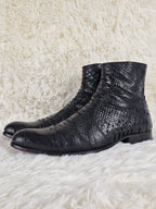 Black Python-Embossed Boots