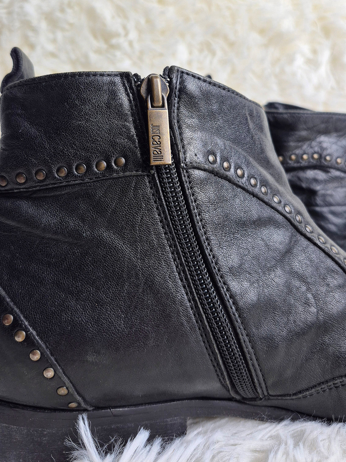 Roberto Cavalli Studded Leather Boots