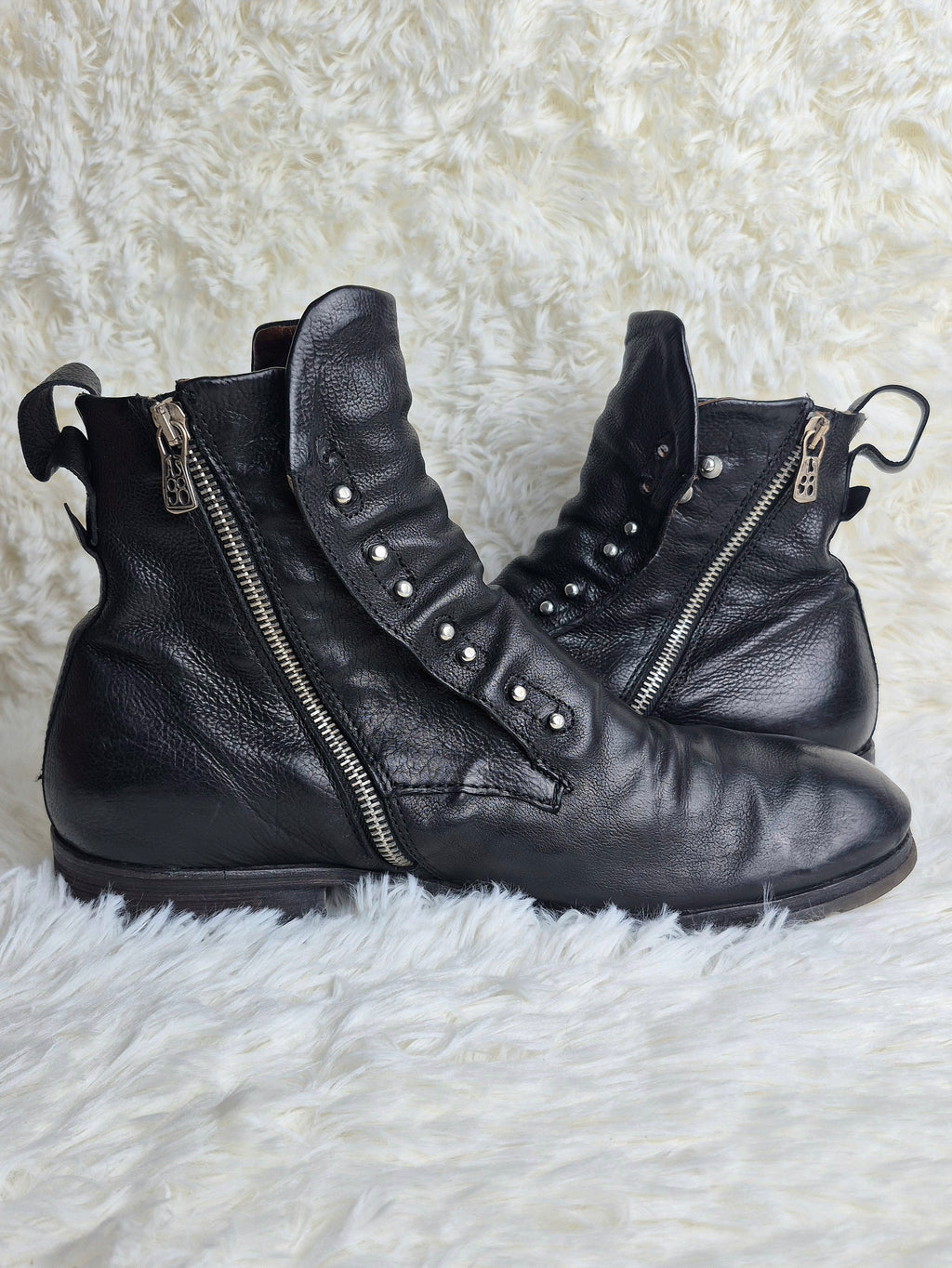 A.S 98 Leather Studded Flap Boots