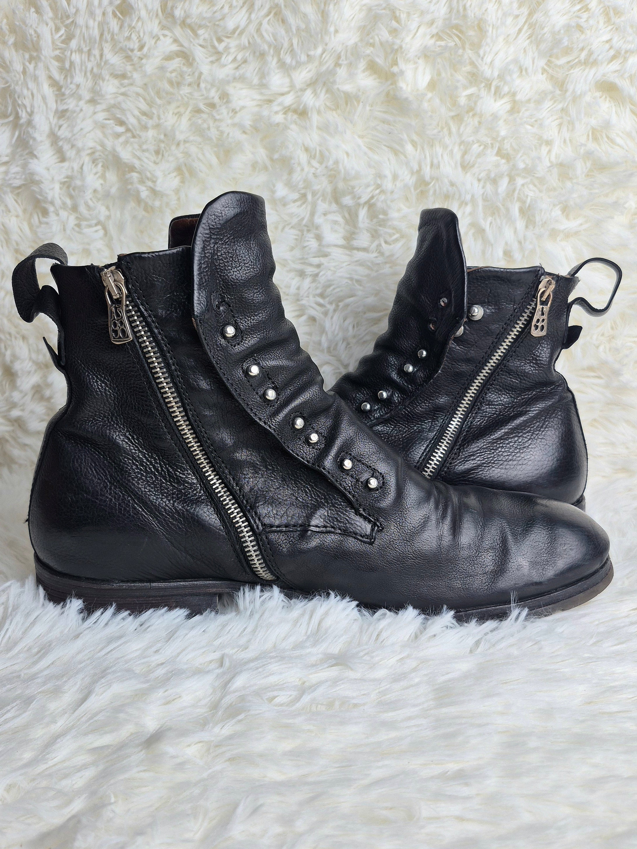 A.S 98 Leather Studded Flap Boots