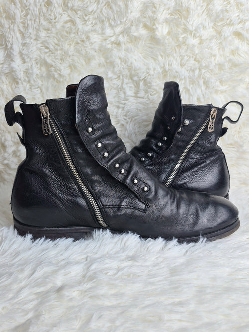 A.S 98 Leather Studded Flap Boots