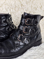 Italian Black Croc Belt Boots