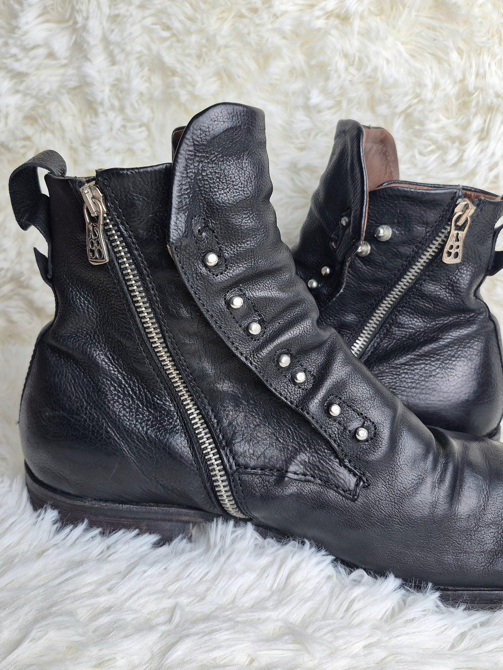 A.S 98 Leather Studded Flap Boots