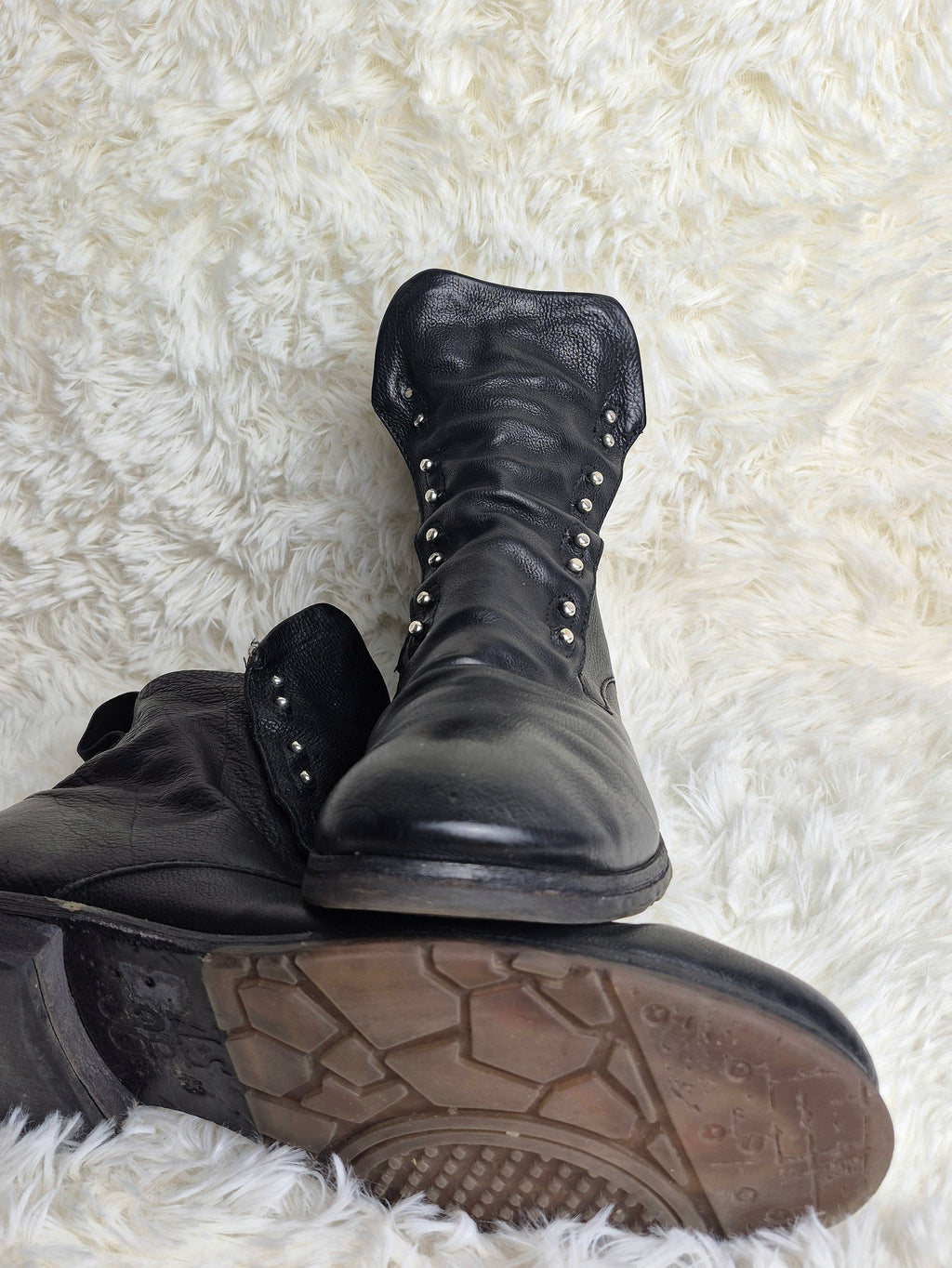 A.S 98 Leather Studded Flap Boots
