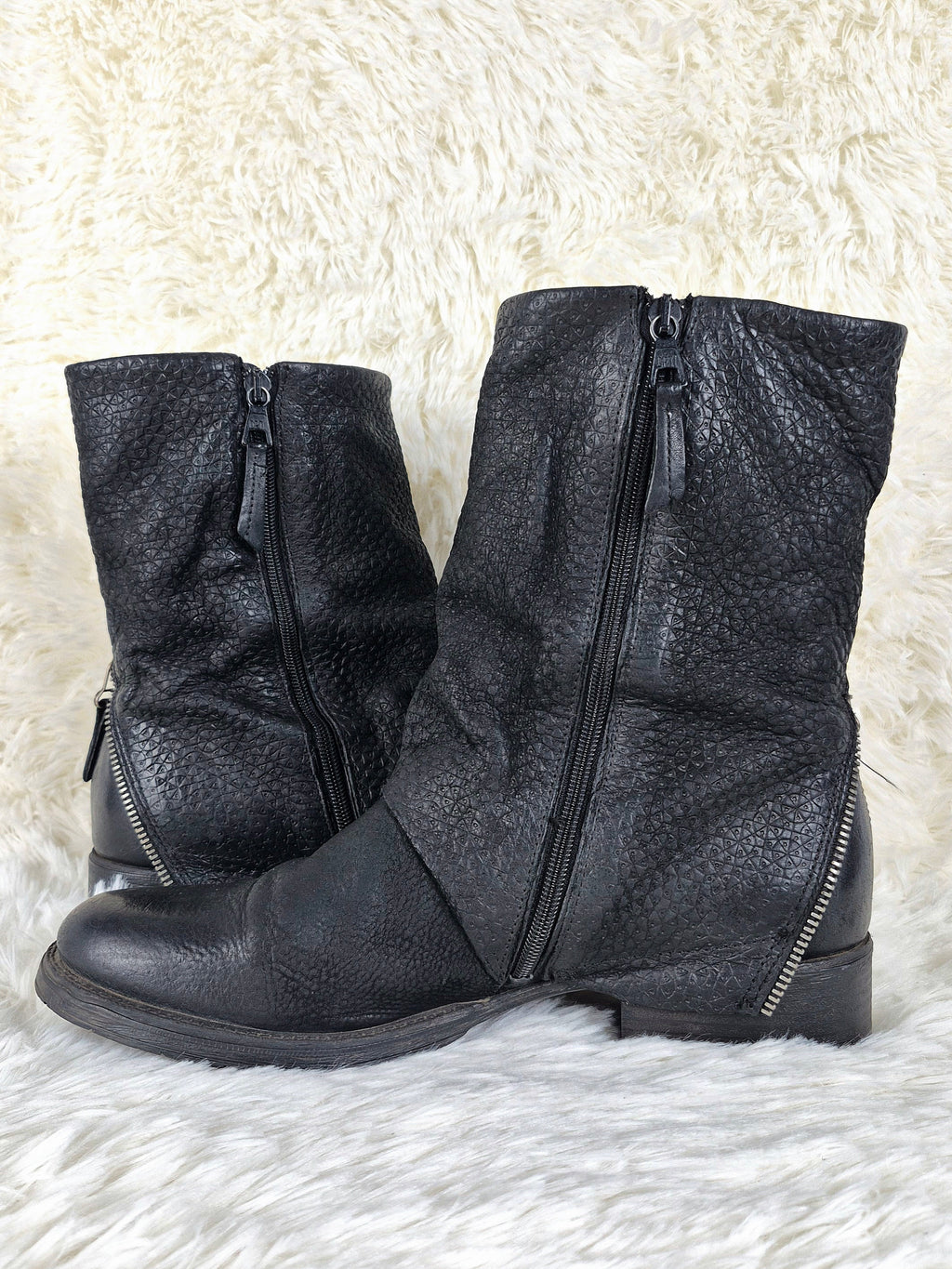 Italian Black Leather Flap Boots