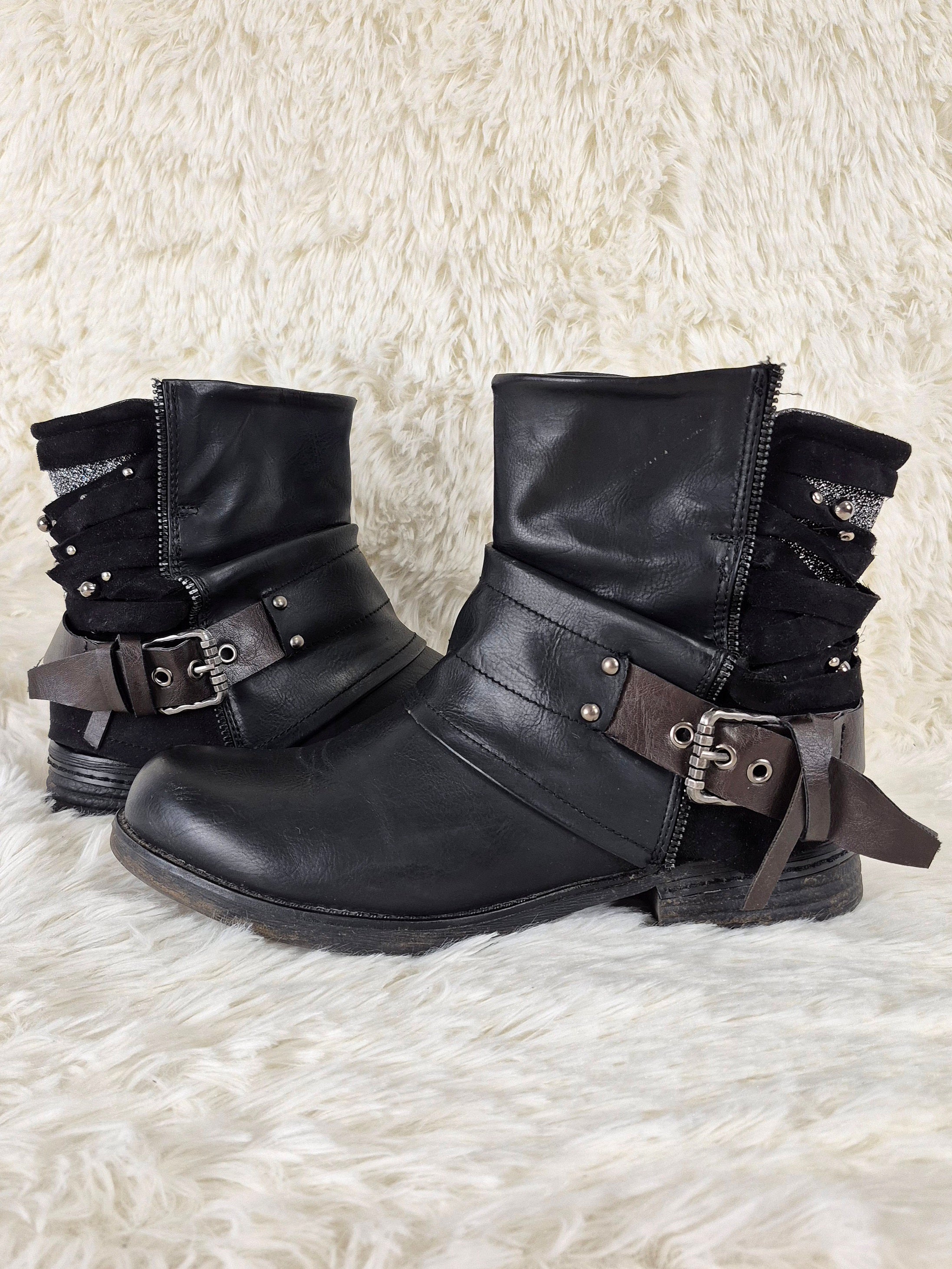 Multi-Texture Studded Boots