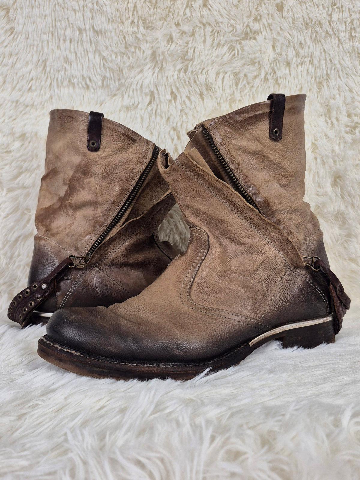 A.S.98 Slouched Double Zipper Boots