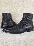 Black Python-Embossed Boots