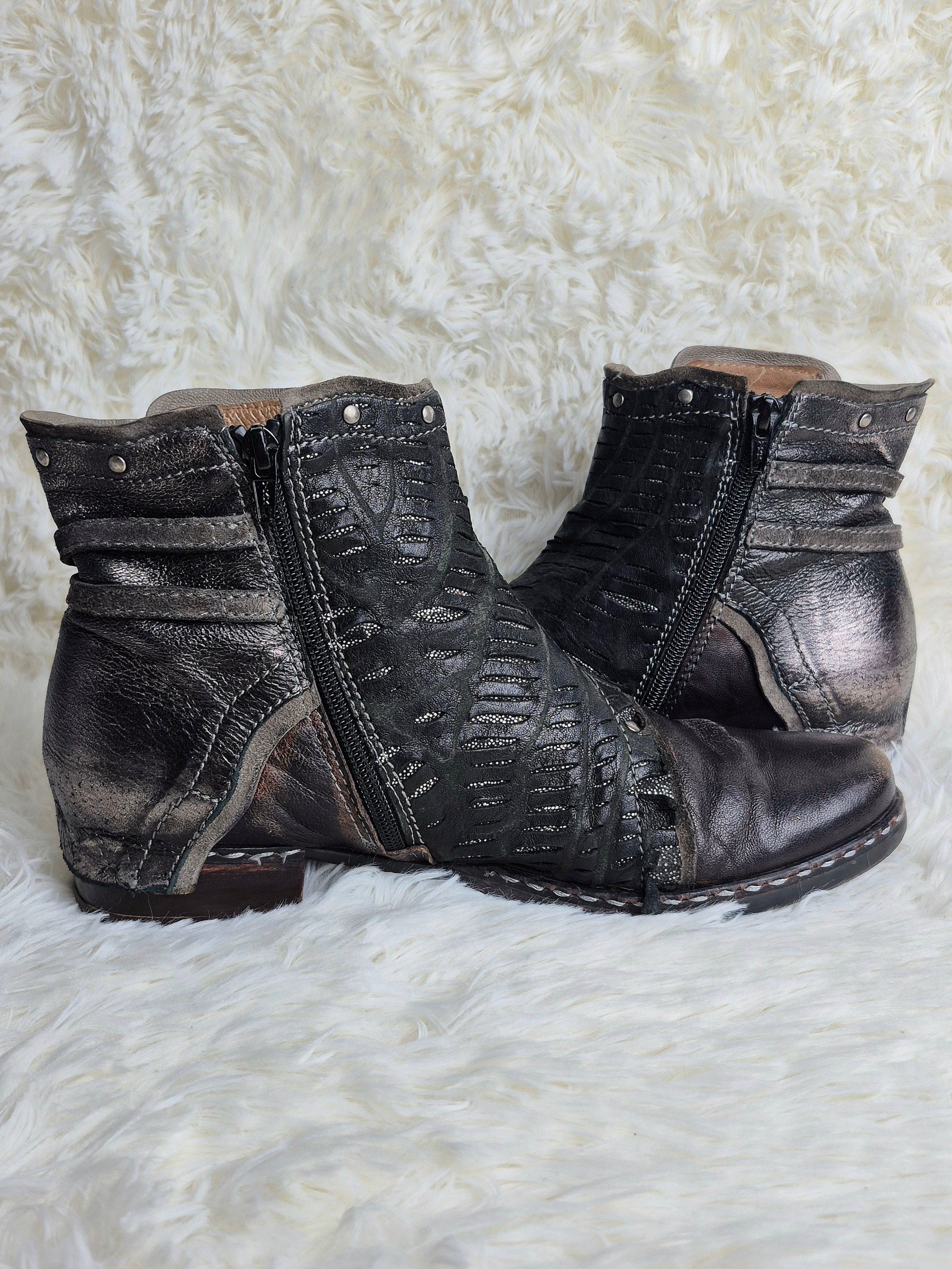 Italian Leather Patched Boots