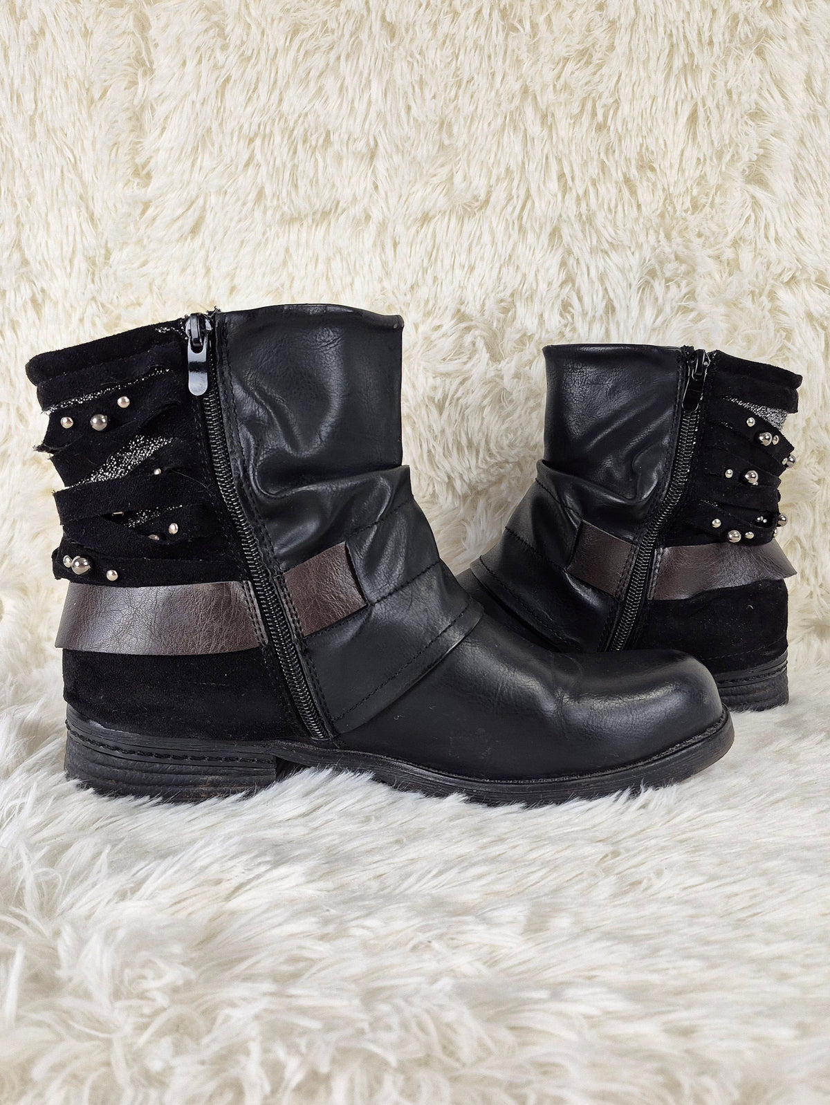 Multi-Texture Studded Boots