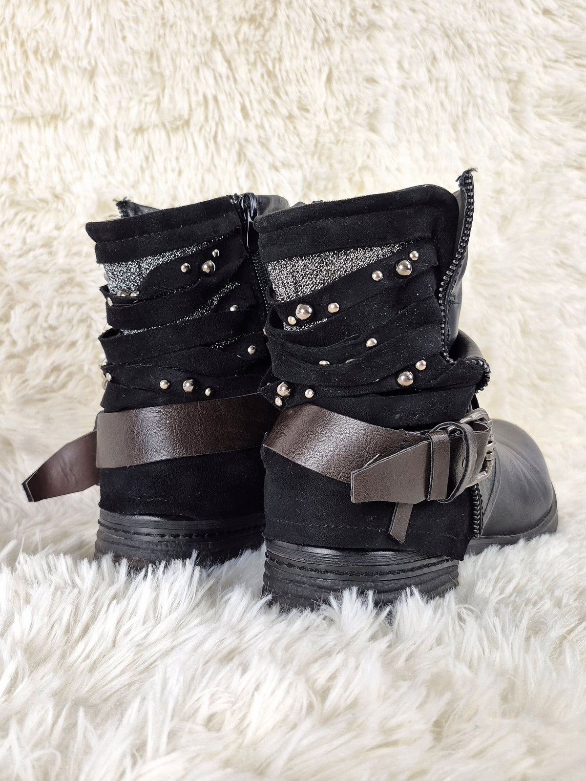 Multi-Texture Studded Boots