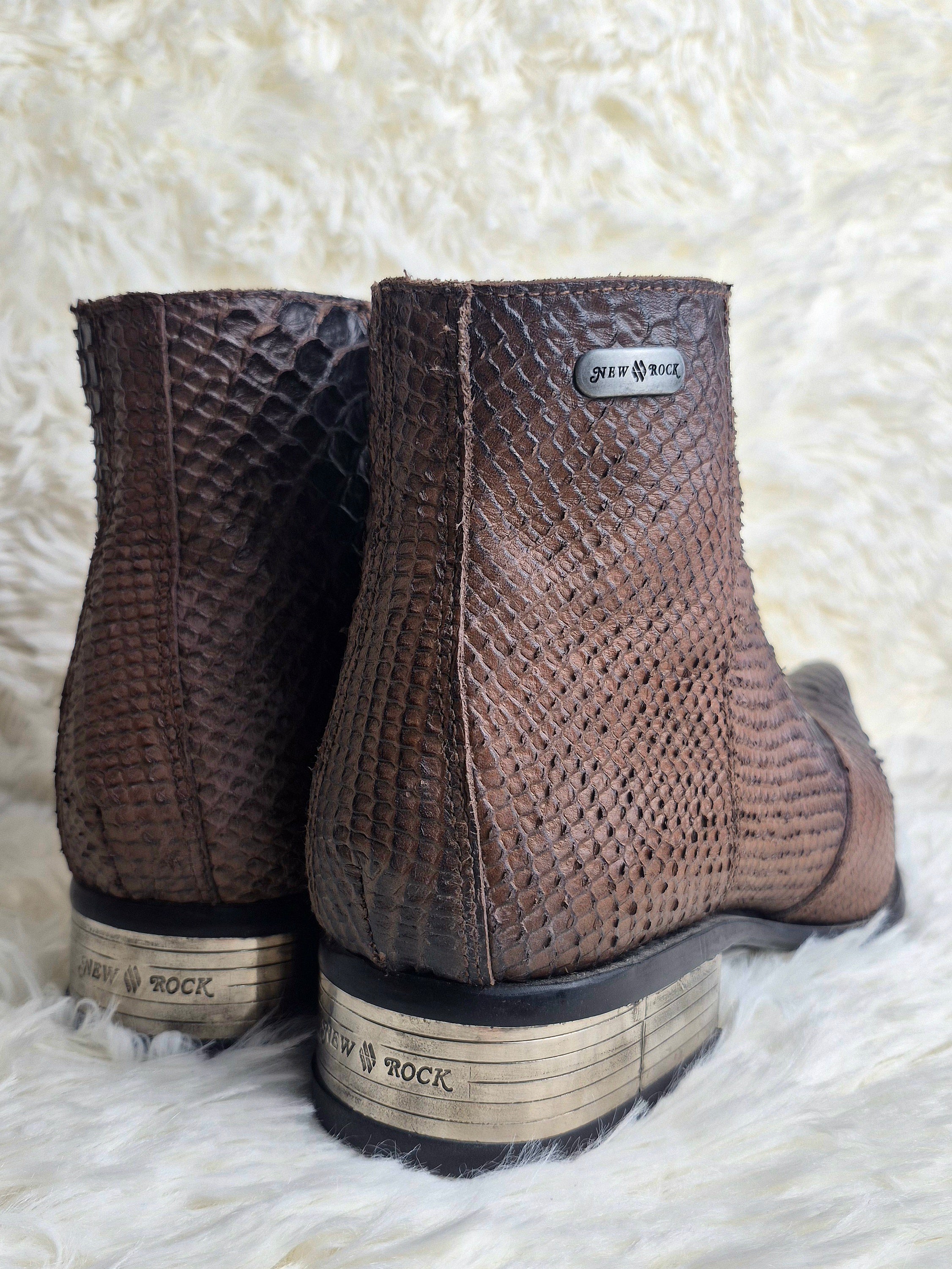 New Rock Steel Heel Python Boots