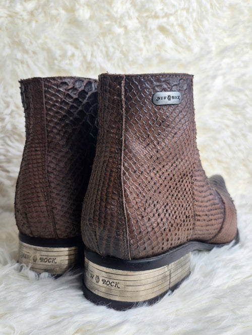 New Rock Steel Heel Python Boots