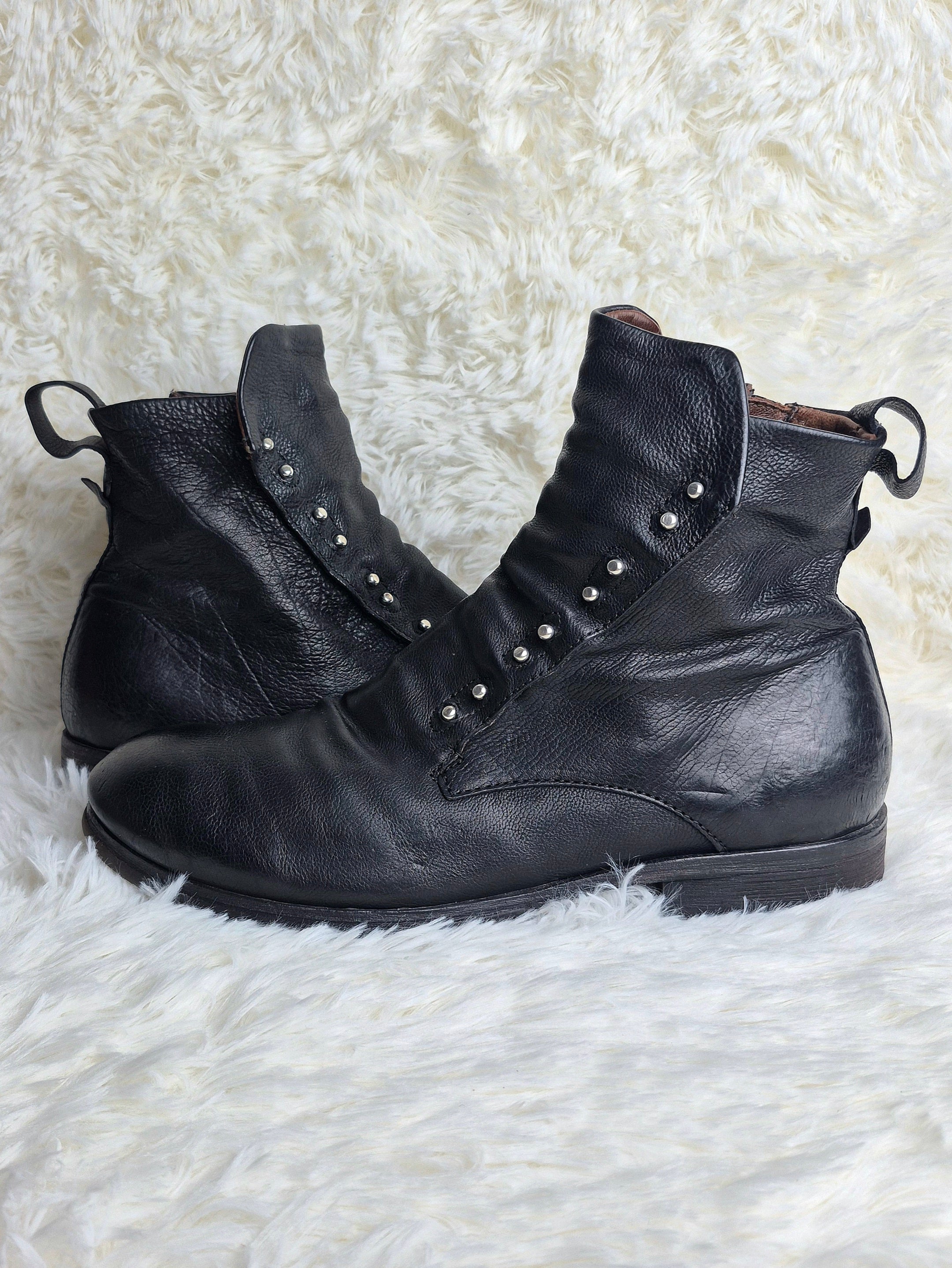 A.S 98 Leather Studded Flap Boots