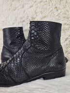Black Python-Embossed Boots