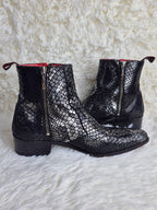 Jeffery West Silver Snakeskin Boots