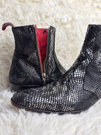 Jeffery West Silver Snakeskin Boots