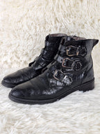 Italian Black Croc Belt Boots