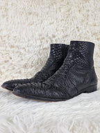 Black Python-Embossed Boots